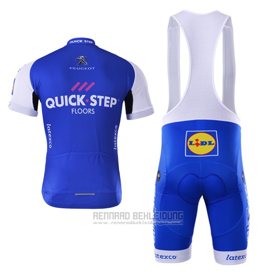 2017 Fahrradbekleidung Quick Step Floor Blau Trikot Kurzarm und Tragerhose